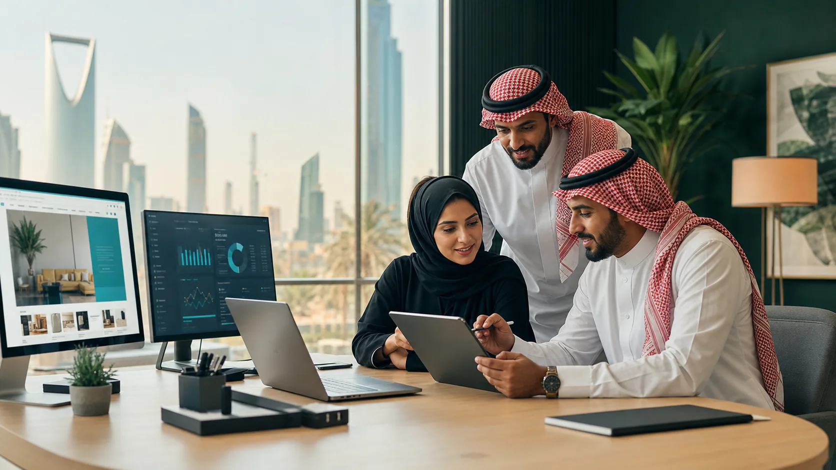 فريق عمل سعودي يخطط للتحول الرقمي باستخدام مواقع الويب والتحليلات